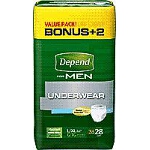 Depend  Super Plus Absorbency Men Underwear Large/Extra-Large - BG of 28 EA