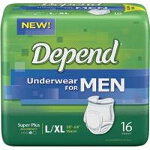Depend  Super Plus Absorbency Men Underwear Large/Extra-Large, 38