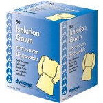 Dynarex Isolation Gown with Ties, Yellow, Fullback, Latex-free, Economical, Comfortable and Reliable, Fluid Resistant - CA of 50 EA