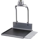 Pelstar Scales Bariatric Digital Wheelchair Scale 1000 lb Capacity, Light Gray, Durable Non-skid Platform Mat - 1 EA