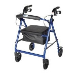Aluminum Rollator with Fold Up and Removable Back Support and Padded Seat, Blue - 1 EA