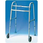 Carex Health Brands Single-button Fixed Wheeled Walker with Glides 24 1/2