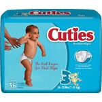 Prevail  Cuties Baby Diaper Size 3, 16 to 28 lb - Qty: BG of 36 EA