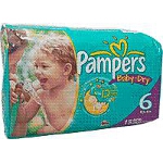 Pampers Baby-Dry Diapers Size 6, 35lb+, Disposable, Latex-free - Qty: PK of 18 EA